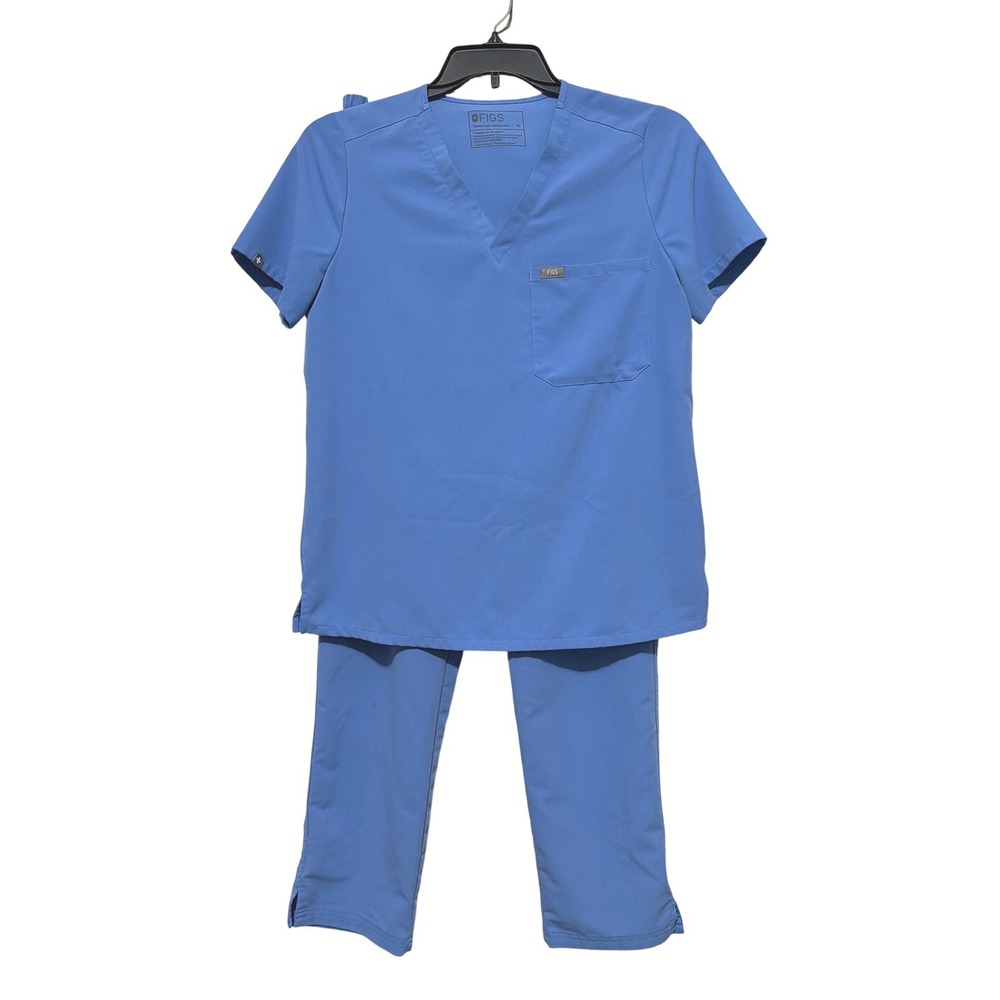 FIGS Women Blue Scrub Set V-Neck Top and Jogger Pants Size M FW1000 Technical